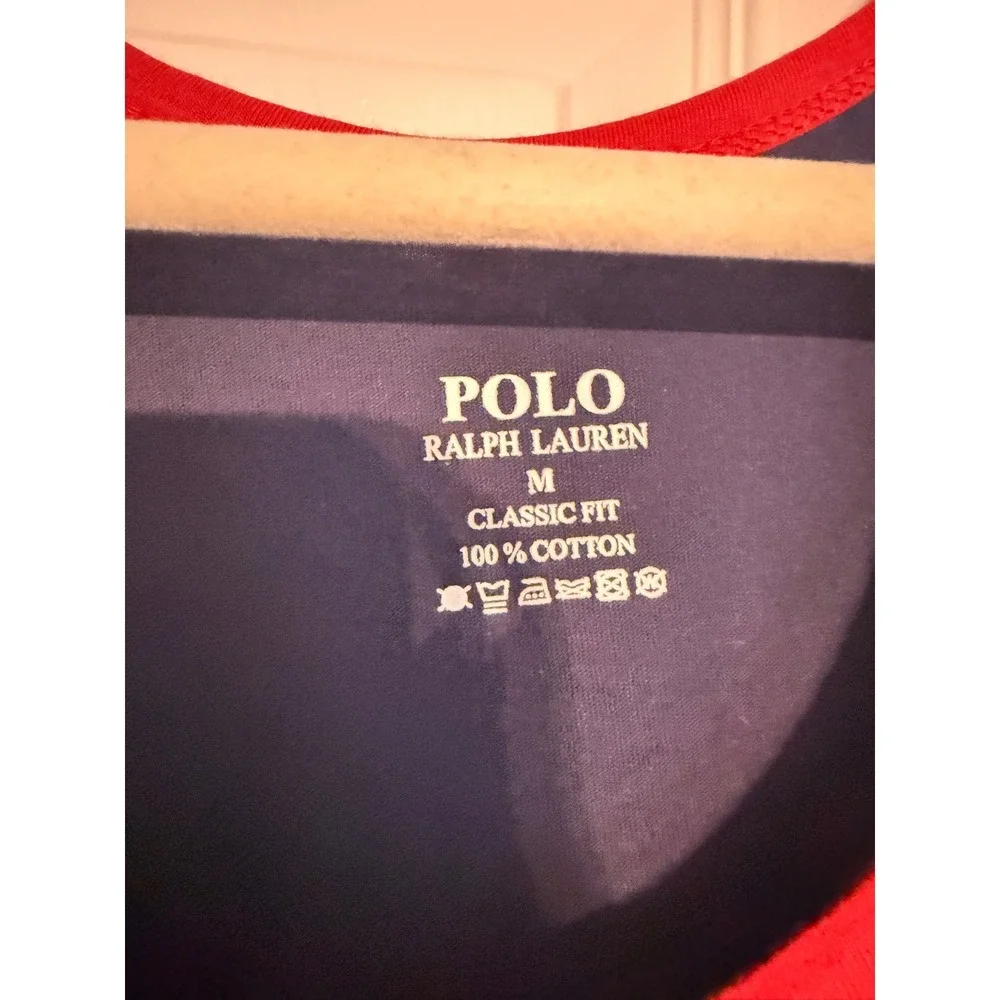 Polo Ralph Lauren Mens Classic Fit Cotton Tank Top Navy Blue Red Ringer